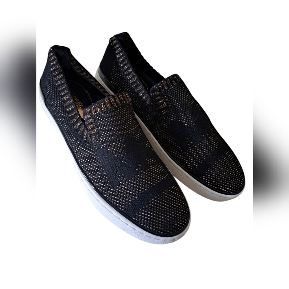 Michael Kors NEW Skylar Sneakers Black and Gold 5.5